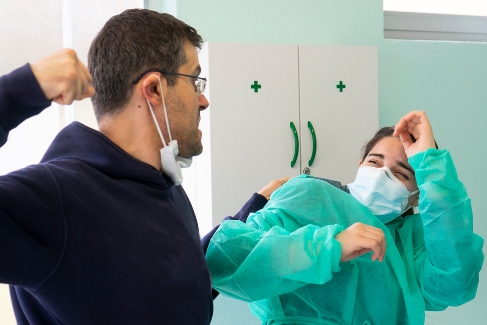 Woman,Doctor,Attacked,By,Man,Into,Her,Studio.,Concept,Of