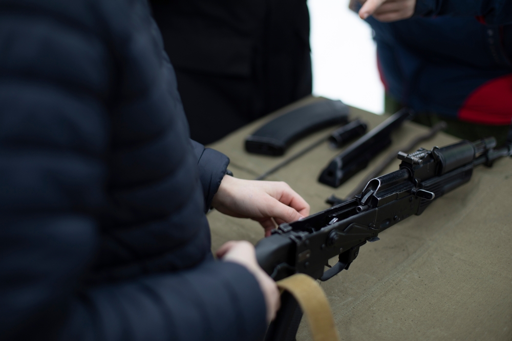 Shooting,Training.,Dismantling,Of,Training,Weapons.,Training,Of,Volunteers,In