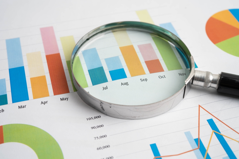 Magnifying,Glass,On,Data,Business,Graphs,Paper.